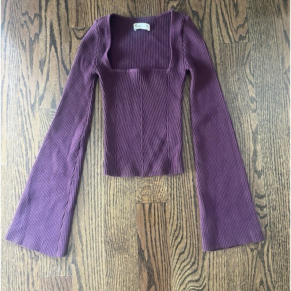Hollister bell sleeve ribbed sweater Sz. XS burgundy maroon gothic NWOT